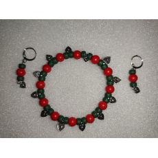 Sada náramek a náušnice srdíčka, vánoce